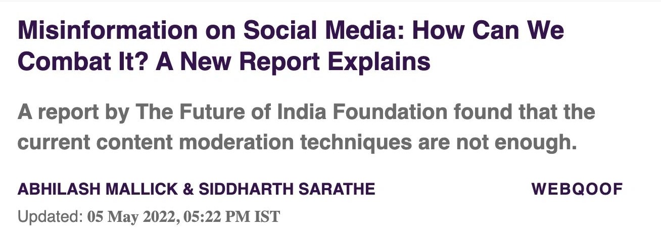 The Quint: Misinformation on Social Media: How Can We Combat It? A New Report Explains